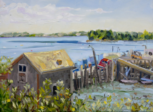 BB’s Wharf with Red Truck 12inx16in $650