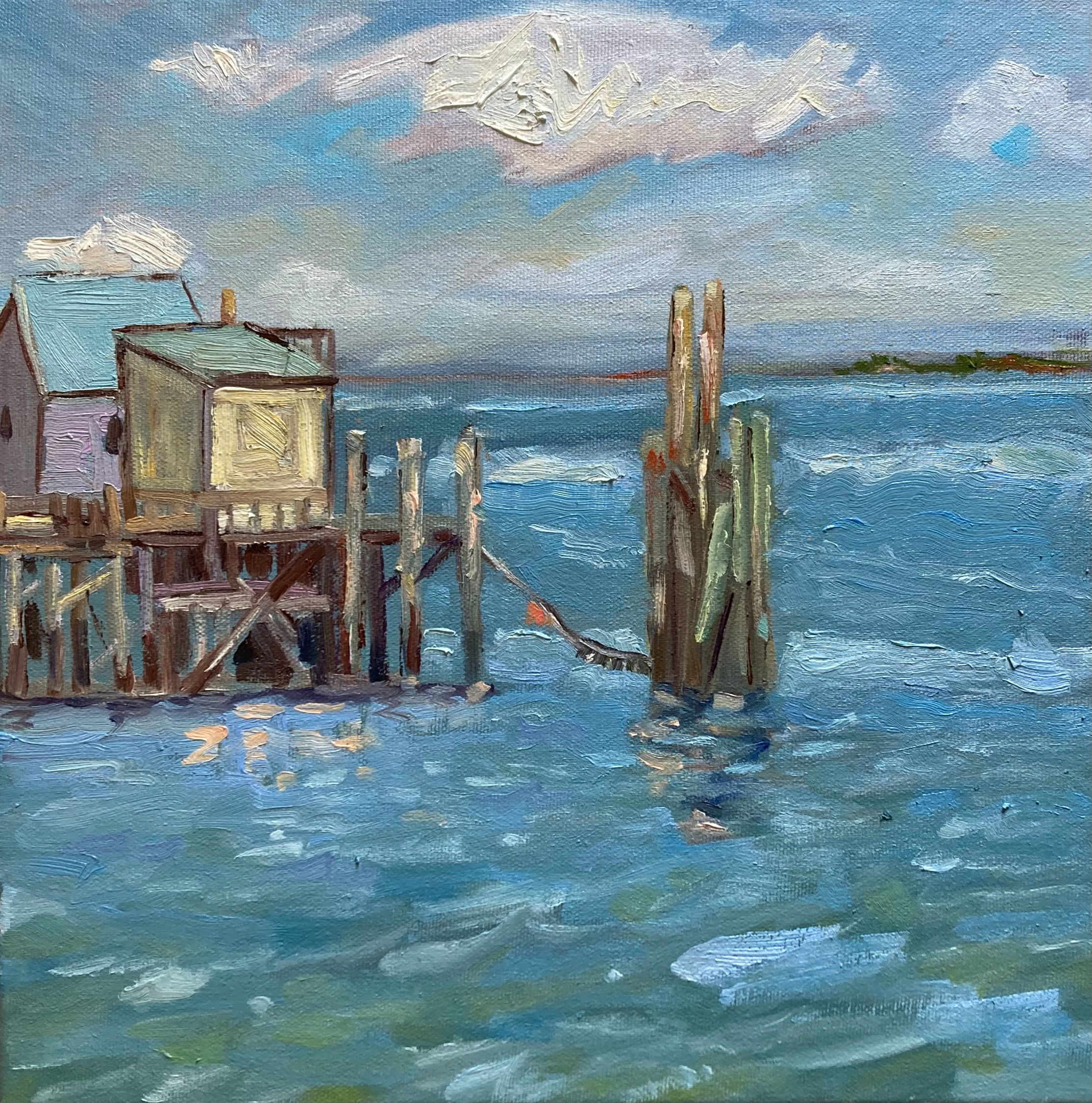Wharf, Pilings, from Moosabec Mussels 12in x 12in $500